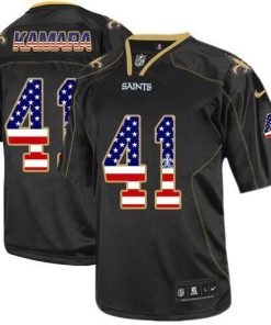 Nike Saints #41 Alvin Kamara Black Stitched NFL Elite USA Flag Fashion Jersey