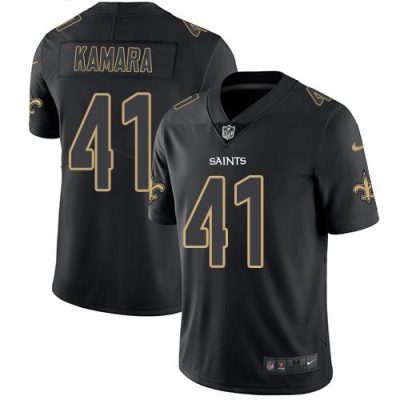 Nike Saints #41 Alvin Kamara Black Stitched NFL Limited Rush Impact Jersey