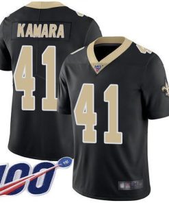 Nike Saints #41 Alvin Kamara Black Team Color Stitched NFL 100th Season Vapor Limited Jersey