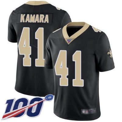 Nike Saints #41 Alvin Kamara Black Team Color Stitched NFL 100th Season Vapor Limited Jersey