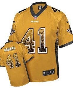 Nike Saints #41 Alvin Kamara Gold Stitched NFL Elite Drift Fashion Jersey