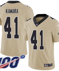 Nike Saints #41 Alvin Kamara Gold Stitched NFL Limited Inverted Legend 100th Season Jersey