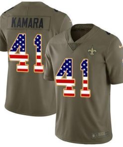 Nike Saints #41 Alvin Kamara Olive/USA Flag Stitched NFL Limited 2017 Salute To Service Jersey