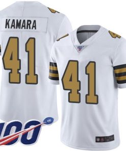 Nike Saints #41 Alvin Kamara White Stitched NFL Limited Rush 100th Season Jersey