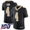 Nike Saints #4 Derek Carr Black Team Color Stitched NFL 100th Season Vapor Limited Jersey