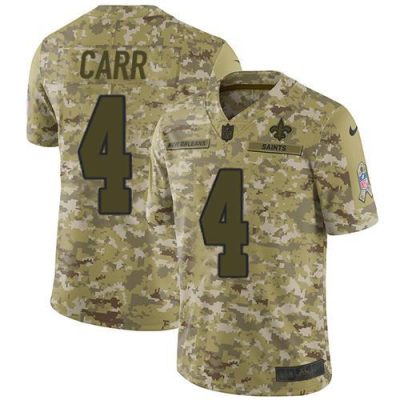 Nike Saints #4 Derek Carr Camo Stitched NFL Limited 2018 Salute To Service Jersey