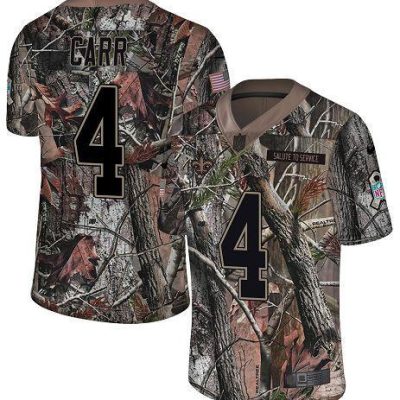 Nike Saints #4 Derek Carr Camo Stitched NFL Limited Rush Realtree Jersey