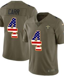 Nike Saints #4 Derek Carr Olive/USA Flag Stitched NFL Limited 2017 Salute To Service Jersey