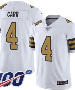 Nike Saints #4 Derek Carr White Stitched NFL Limited Rush 100th Season Jersey