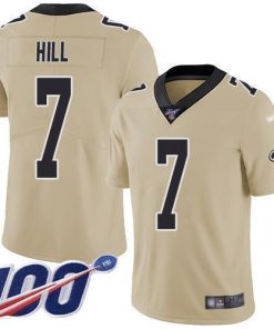 Nike Saints #7 Taysom Hill Gold Stitched NFL Limited Inverted Legend 100th Season Jersey