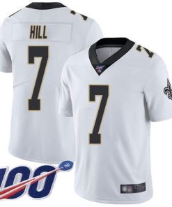 Nike Saints #7 Taysom Hill White Stitched NFL 100th Season Vapor Limited Jersey