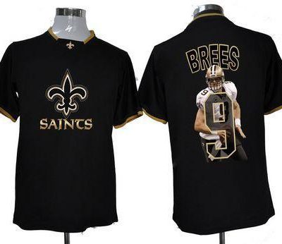 Nike Saints #9 Drew Brees Black NFL Game All Star Fashion Jersey