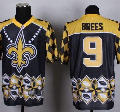 Nike Saints #9 Drew Brees Black Stitched NFL Elite Noble Fashion Jersey