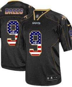 Nike Saints #9 Drew Brees Black Stitched NFL Elite USA Flag Fashion Jersey