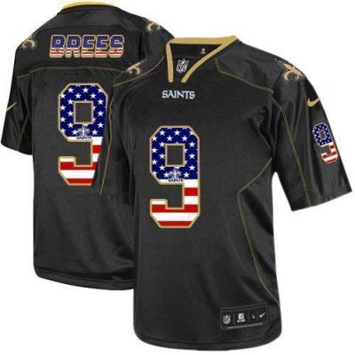 Nike Saints #9 Drew Brees Black Stitched NFL Elite USA Flag Fashion Jersey