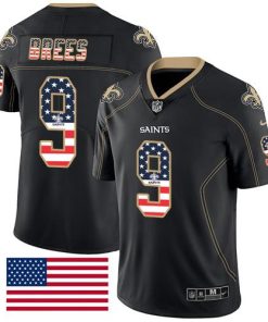 Nike Saints #9 Drew Brees Black Stitched NFL Limited Rush USA Flag Jersey