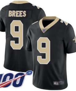 Nike Saints #9 Drew Brees Black Team Color Stitched NFL 100th Season Vapor Limited Jersey