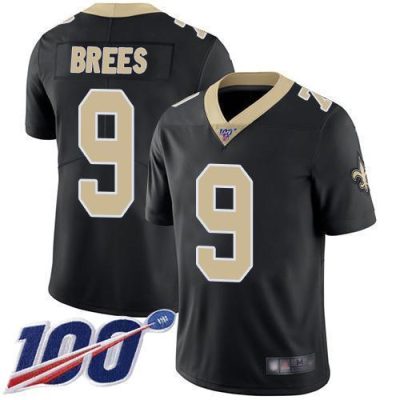 Nike Saints #9 Drew Brees Black Team Color Stitched NFL 100th Season Vapor Limited Jersey
