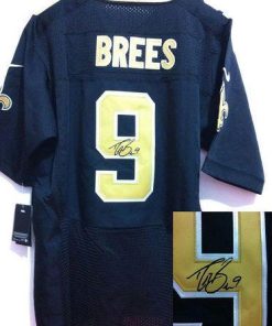 Nike Saints #9 Drew Brees Black Team Color Stitched NFL Elite Autographed Jersey