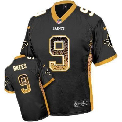 Nike Saints #9 Drew Brees Black Team Color Stitched NFL Elite Drift Fashion Jersey