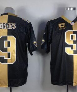 Nike Saints #9 Drew Brees Black/Gold Stitched NFL Elite Split Jersey
