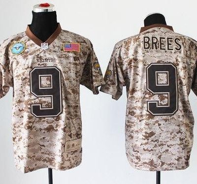 Nike Saints #9 Drew Brees Camo Stitched NFL New Elite USMC Jersey