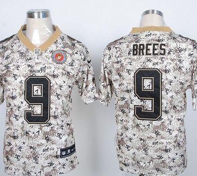 Nike Saints #9 Drew Brees Camo USMC Stitched NFL Elite Jersey