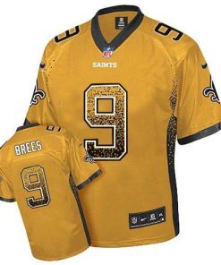 Nike Saints #9 Drew Brees Gold Stitched NFL Elite Drift Fashion Jersey