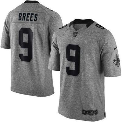 Nike Saints #9 Drew Brees Gray Stitched NFL Limited Gridiron Gray Jersey