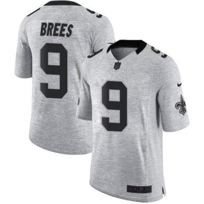 Nike Saints #9 Drew Brees Gray Stitched NFL Limited Gridiron Gray II Jersey