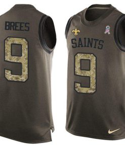 Nike Saints #9 Drew Brees Green Stitched NFL Limited Salute To Service Tank Top Jersey