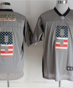 Nike Saints #9 Drew Brees Grey Stitched NFL Elite USA Flag Fashion Jersey