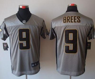 Nike Saints #9 Drew Brees Grey Shadow Stitched NFL Elite Jersey