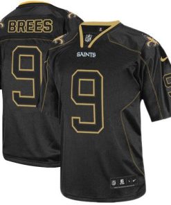 Nike Saints #9 Drew Brees Lights Out Black Stitched NFL Elite Jersey