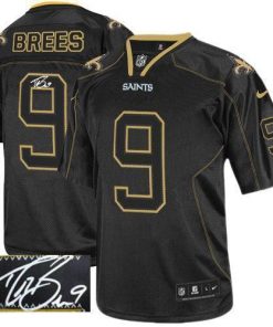 Nike Saints #9 Drew Brees Lights Out Black Stitched NFL Elite Autographed Jersey