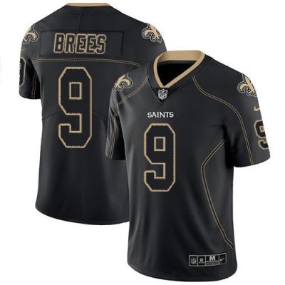 Nike Saints #9 Drew Brees Lights Out Black Stitched NFL Limited Rush Jersey