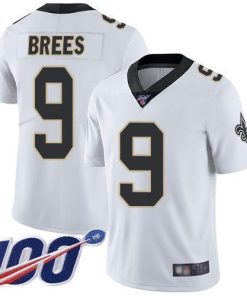 Nike Saints #9 Drew Brees White Stitched NFL 100th Season Vapor Limited Jersey