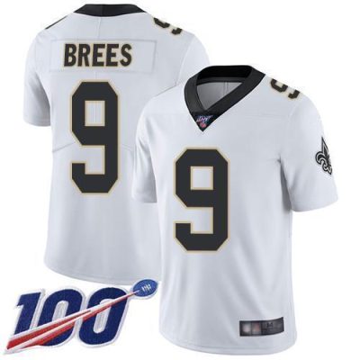 Nike Saints #9 Drew Brees White Stitched NFL 100th Season Vapor Limited Jersey