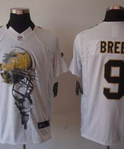 Nike Saints #9 Drew Brees White Stitched NFL Helmet Tri-Blend Limited Jersey