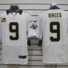 Nike Saints #9 Drew Brees White With C Patch Stitched NFL Elite Jersey