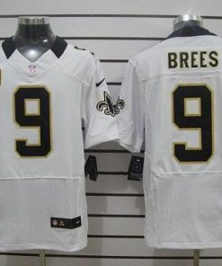 Nike Saints #9 Drew Brees White With C Patch Stitched NFL Elite Jersey