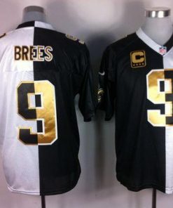Nike Saints #9 Drew Brees White/Black Stitched NFL Elite Split Jersey
