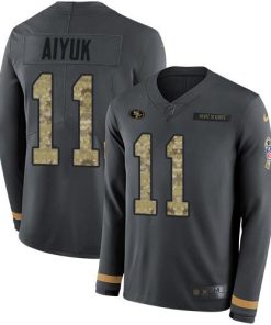 Nike San Francisco 49ers #11 Brandon Aiyuk Anthracite Salute to Service Stitched NFL Limited Therma Long Sleeve Jersey