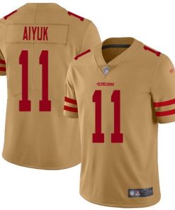 Nike San Francisco 49ers #11 Brandon Aiyuk Gold Stitched NFL Limited Inverted Legend Jersey