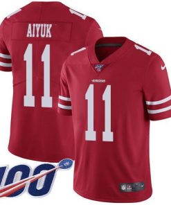 Nike San Francisco 49ers #11 Brandon Aiyuk Red Team Color Stitched NFL 100th Season Vapor Untouchable Limited Jersey