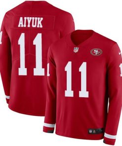 Nike San Francisco 49ers #11 Brandon Aiyuk Red Team Color Stitched NFL Limited Therma Long Sleeve Jersey