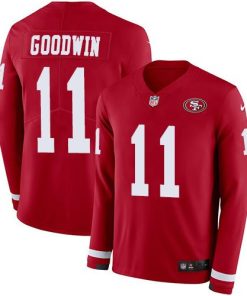 Nike San Francisco 49ers #11 Marquise Goodwin Red Team Color Stitched NFL Limited Therma Long Sleeve Jersey