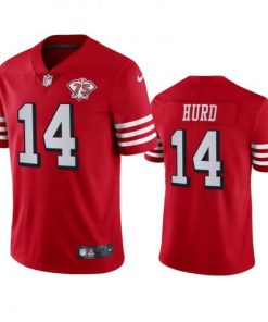 Nike San Francisco 49ers #14 Jalen Hurd Red Rush 75th Anniversary Stitched NFL Vapor Untouchable Limited Jersey