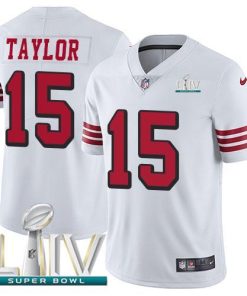 Nike San Francisco 49ers #15 Trent Taylor White Super Bowl LIV 2020 Rush Stitched NFL Vapor Untouchable Limited Jersey