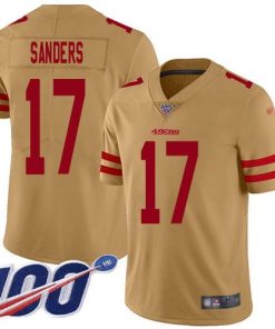 Nike San Francisco 49ers #17 Emmanuel Sanders Gold Stitched NFL Limited Inverted Legend 100th Season Jersey